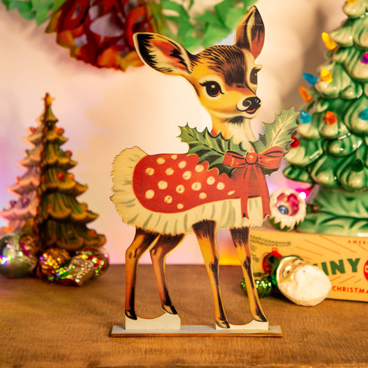 Retro Christmas Deer Decoration wooden ornament, holiday decor, christmas decor laser cut unique Christmas