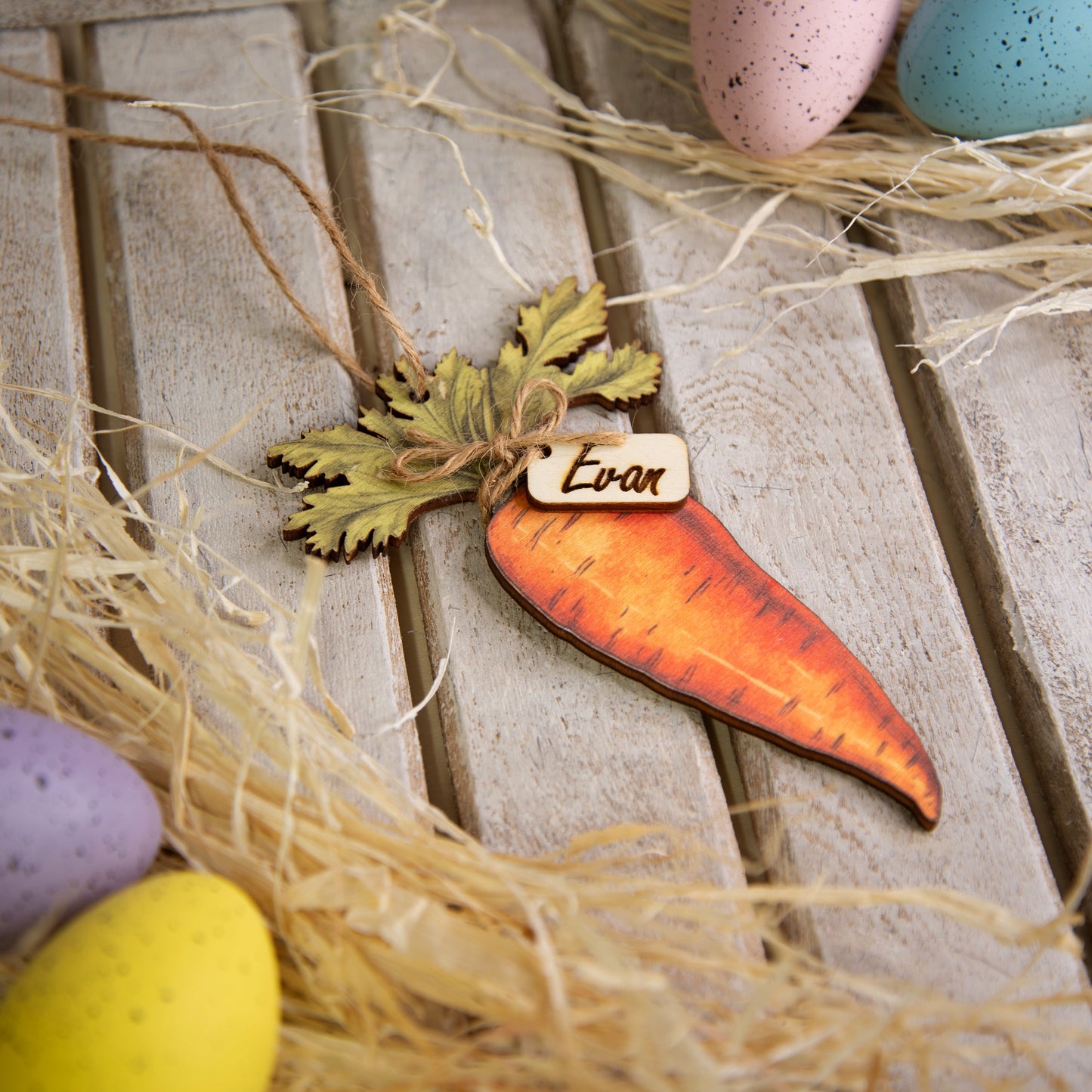 Personalised Easter Carrot Tag  | Easter Basket Tag  | Wooden Easter Decoration  | Easter Place name | Easter Gift  | Easter Egg Hunt
