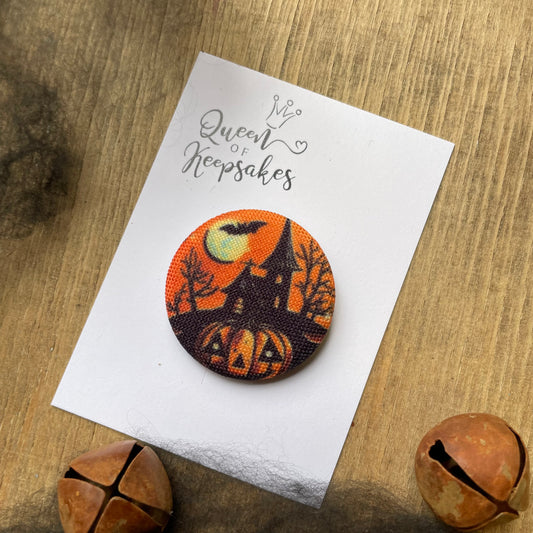 Halloween fabric covered 32mm badge