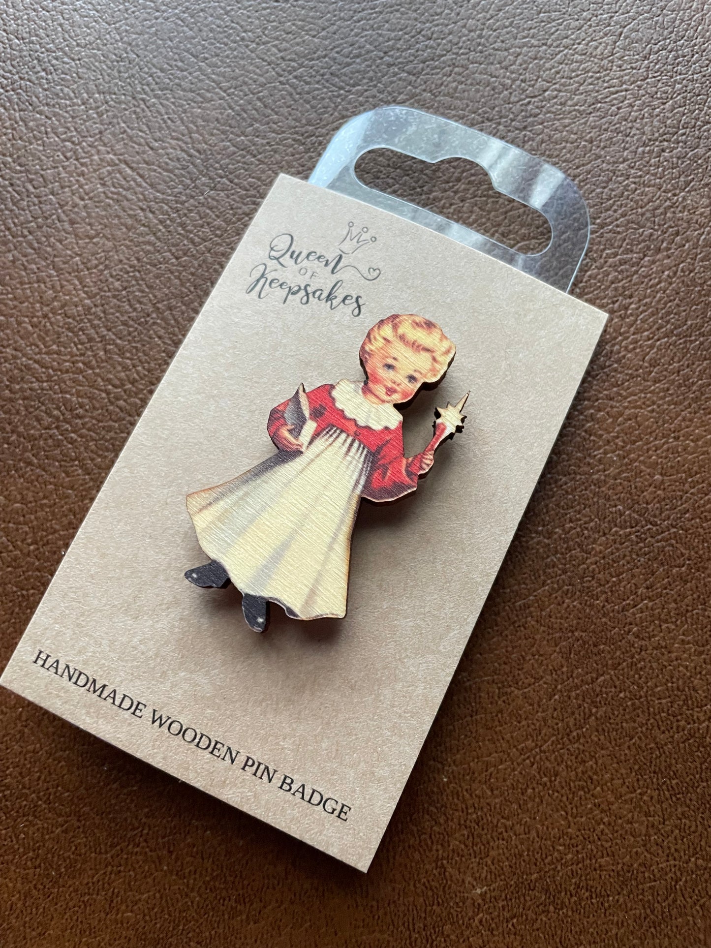 Christmas Wooden  Pin Badge