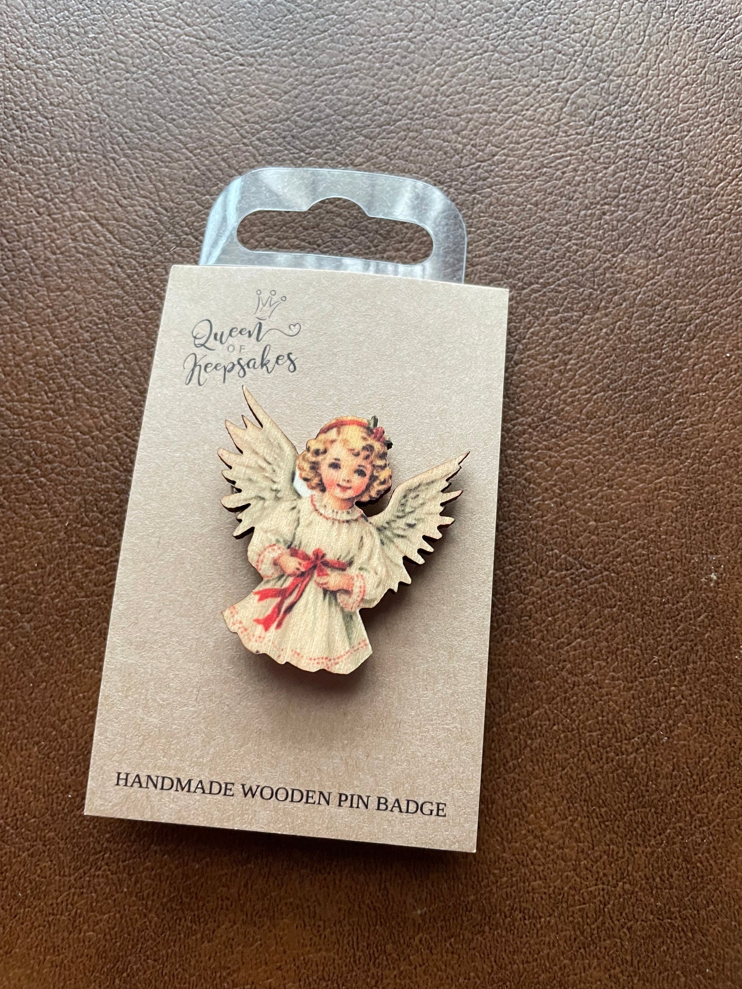 Christmas Wooden  Pin Badge