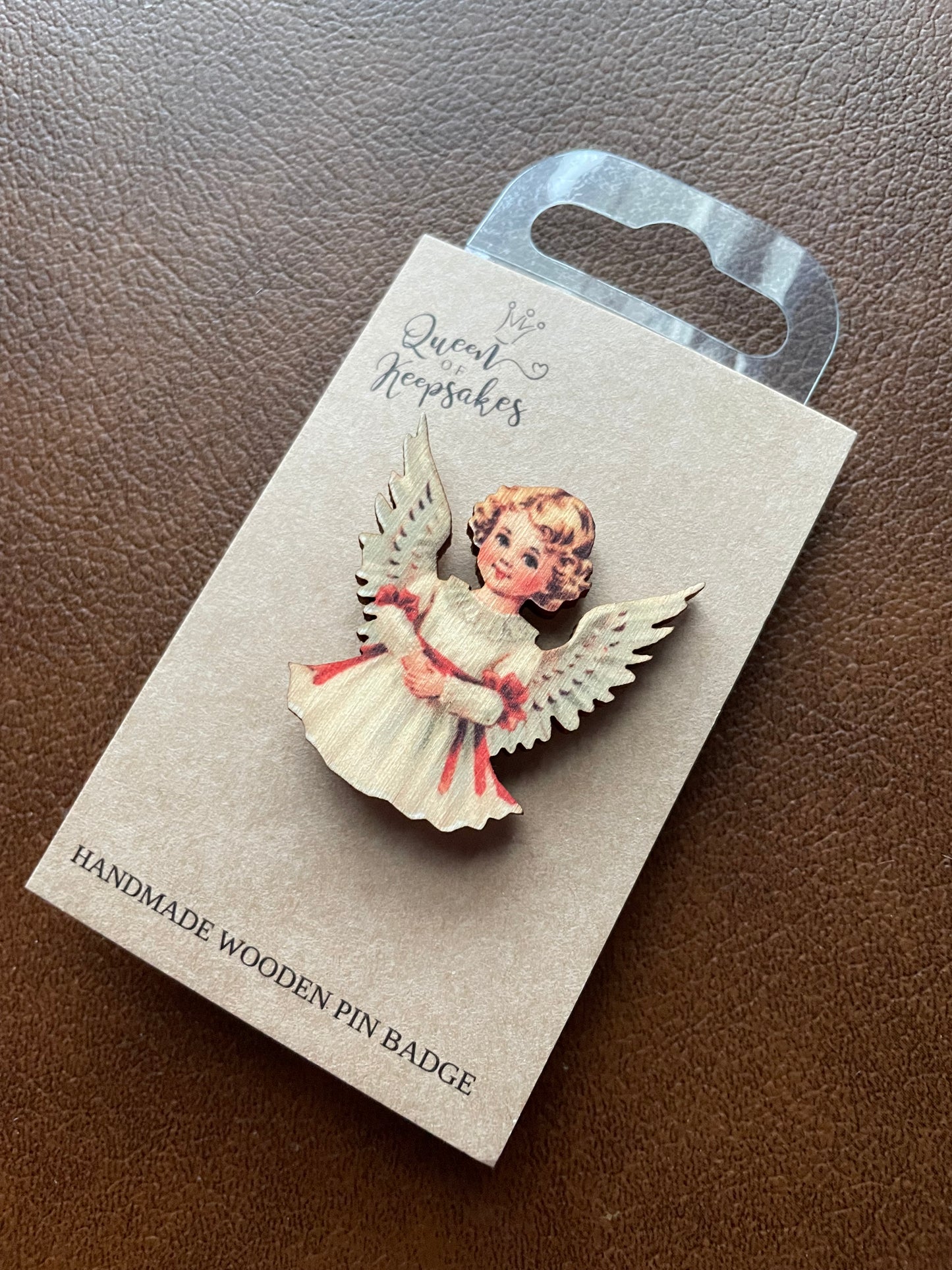 Christmas Wooden  Pin Badge