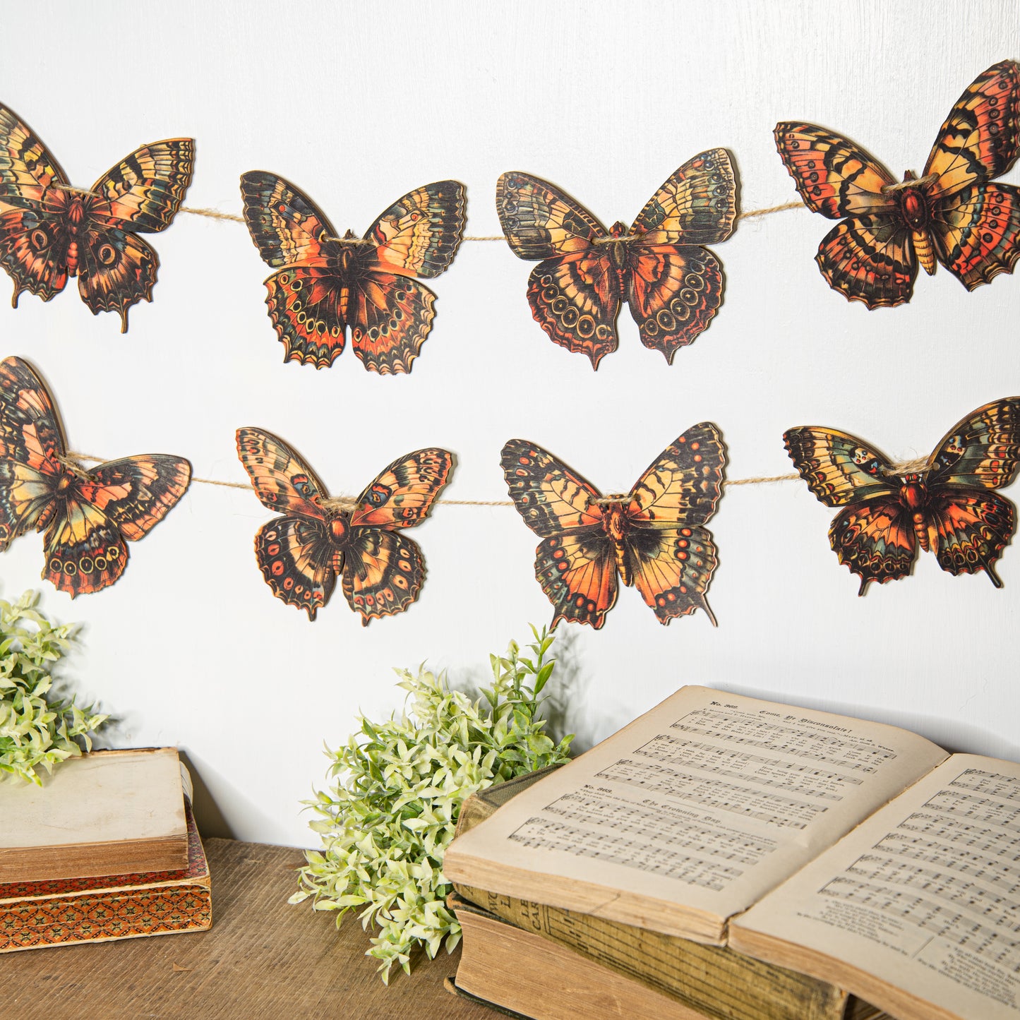 Wooden Butterfly Bunting Garland