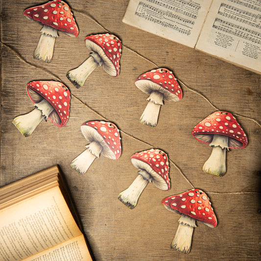 Wooden Mushroom Bunting Garland