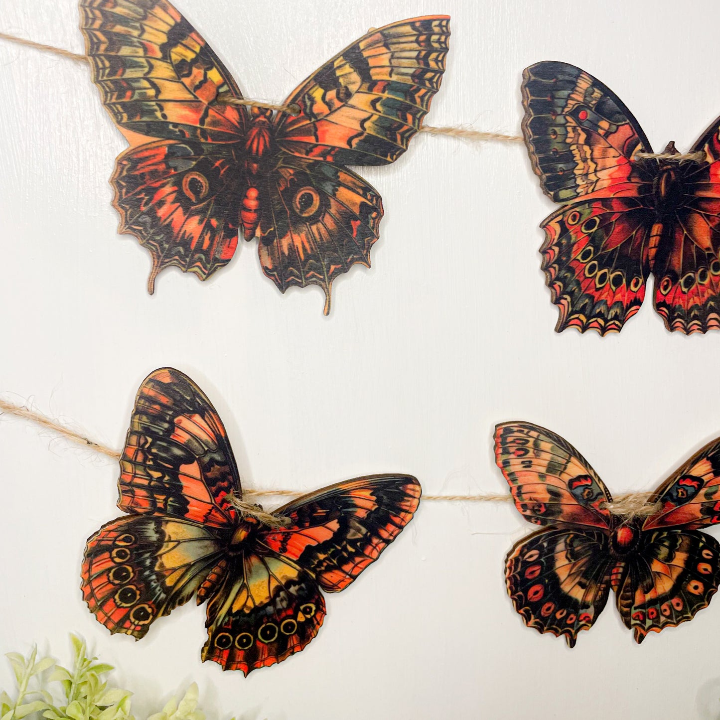 Wooden Butterfly Bunting Garland