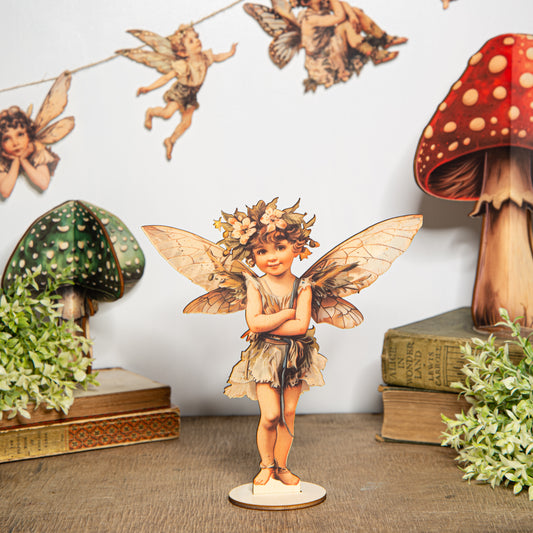 Wooden Flying Pixie Standee Shelf Sitter