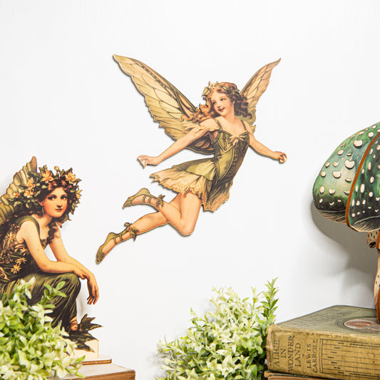 Wooden Green Fairy Wall art