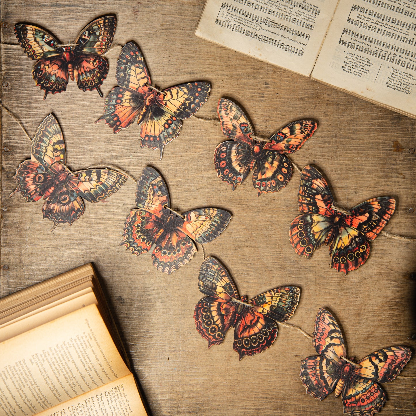 Wooden Butterfly Bunting Garland