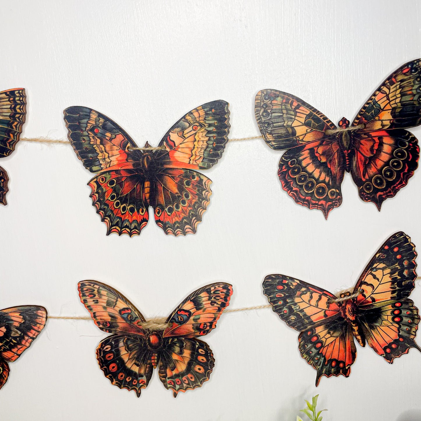 Wooden Butterfly Bunting Garland