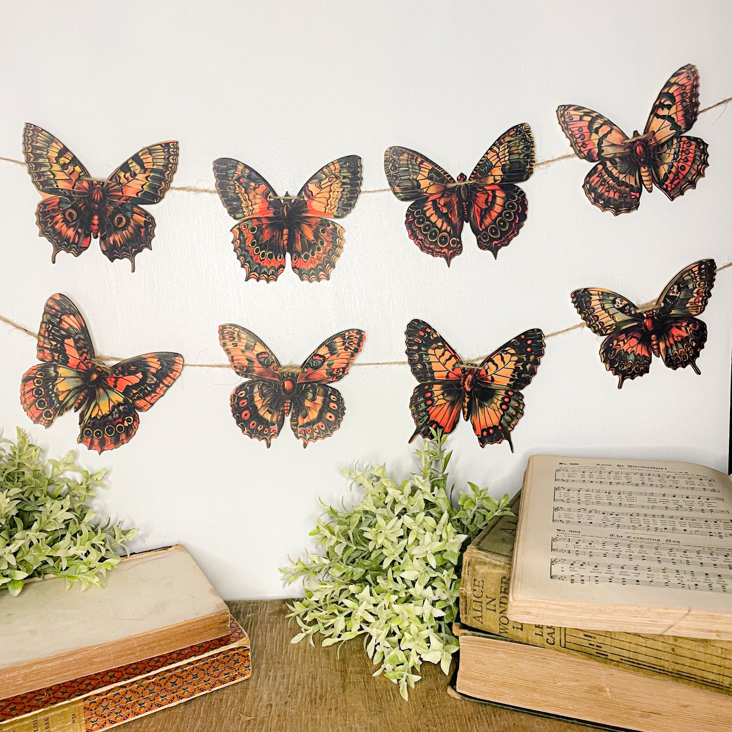 Wooden Butterfly Bunting Garland