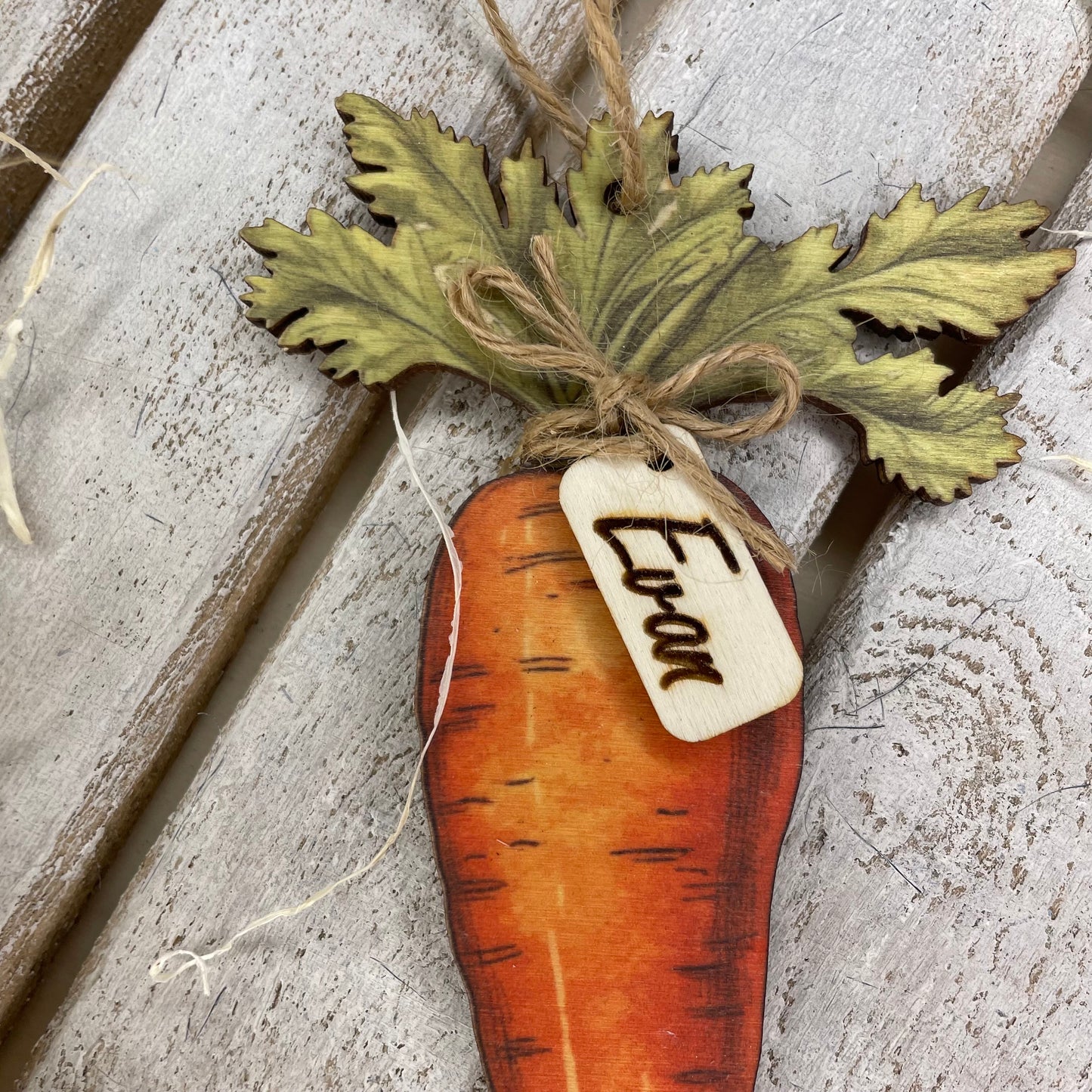 Wooden Personalised Easter Carrot Tag